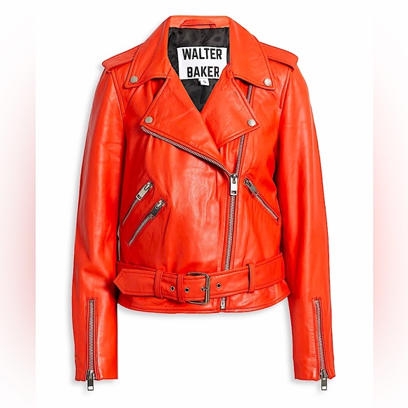 WALTER BAKER Allison Red Leather Jacket - Picture 4 of 9